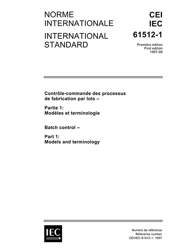 Cover IEC 61512-1:1997